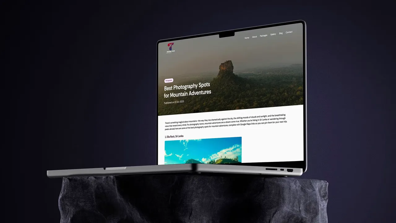 Treasure Tours De Ceylon testimonial mockup